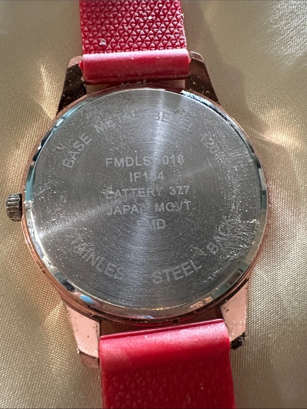 Red Silicone Strap Watch with Rose Gold-tone Case